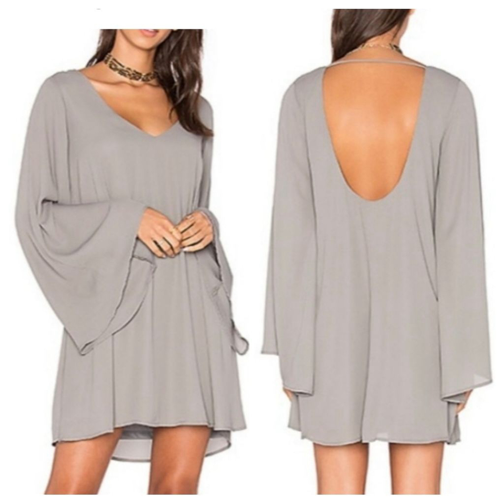 Show Me Your MuMu Gabby Low Back Dress Women's Size Large Gray